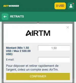 Betwinner retrait via mobile