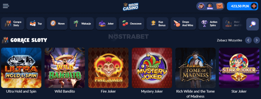Bison kasyno katalog gier