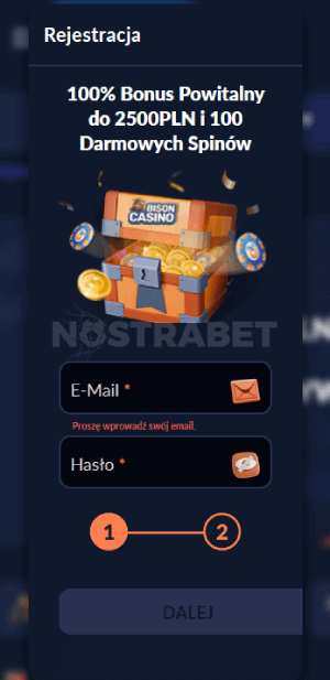 Bison casino Proces rejestracji i weryfikacja konta