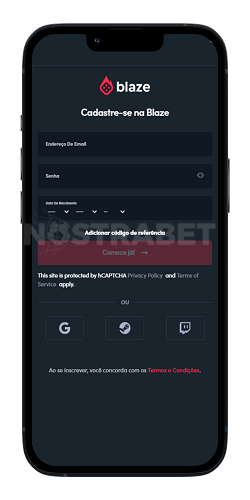 registro no aplicativo móvel ios blaze casino
