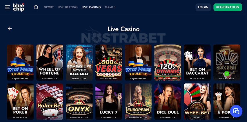 Bluechip Casino Live Dealer Games