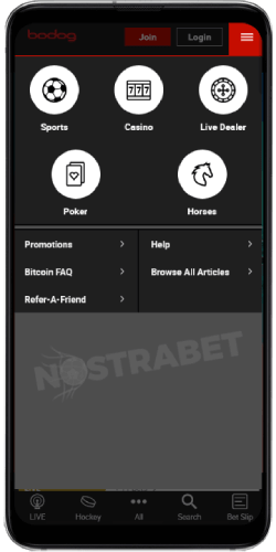 Bodog Menu on Android