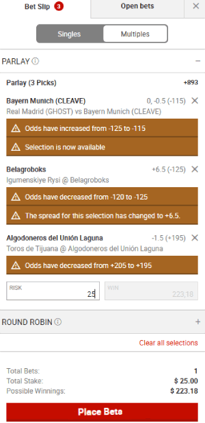 Bodog place bets