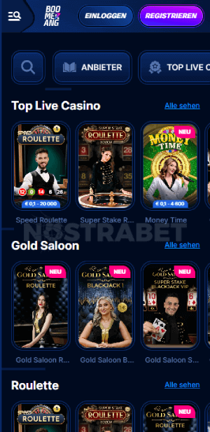 boomerang Live Casino Spiele