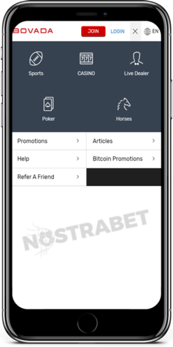bovada casino ios app menu