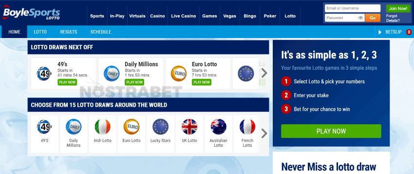 boylesports lotto section homepage