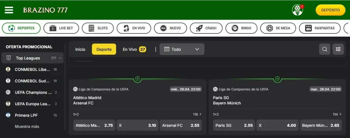 página de inicio de deportes brazino777