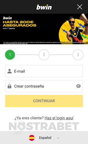 Bwin registro móvil