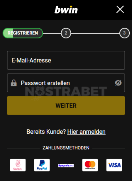 bwin Registrierung