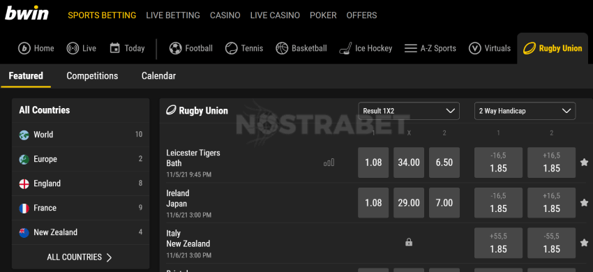 bwin rugby union betting