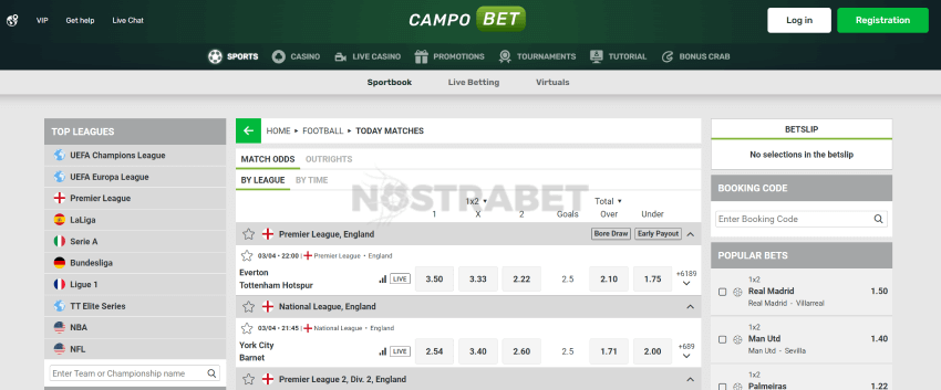 campobet sports betting options
