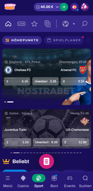 Candyspinz mobile Sportwetten