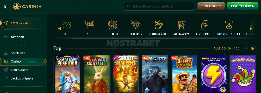 Casinia Casino Spieleportfolio