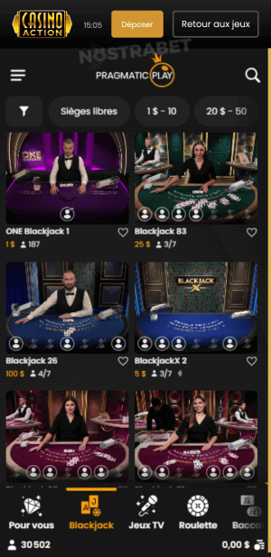 Casino Action casino mobile en direct
