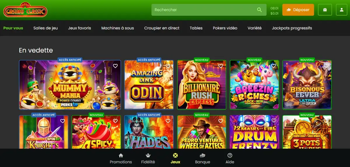 Casino Classic jeux