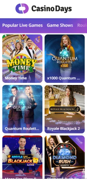casino days live dealer games
