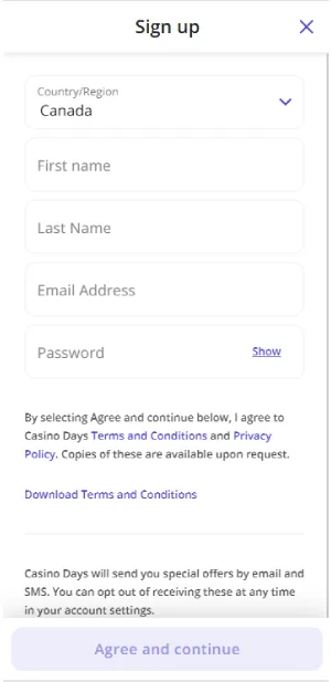 casino days registration