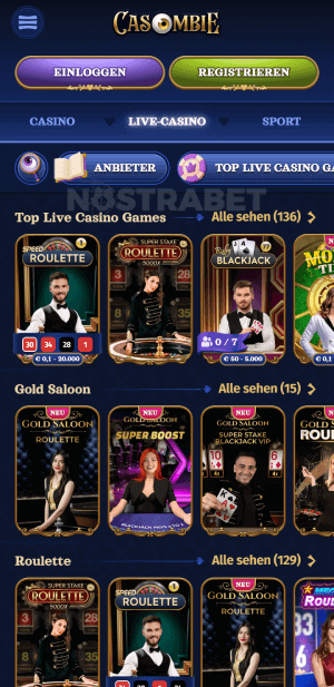 Casombie Mobiles Live-Casino