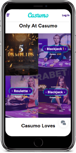 Casumo mobile games on iPhone