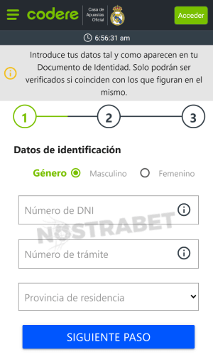 Codere registro movil