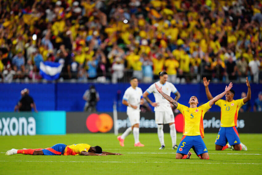 Jogadores da Colômbia comemoram vaga na final da Copa América 2024