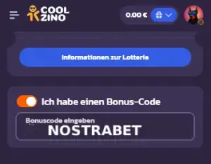Einlösen eines Coolzino Promo Codes