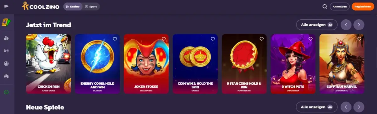 Coolzino Casino Spiel-Portfolio