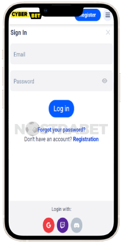 Mobile login on CyberBet eSports iOS app