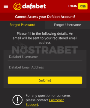Dafabet reset password
