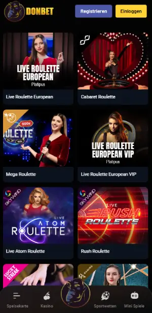 Donbet Live Casino Spiele