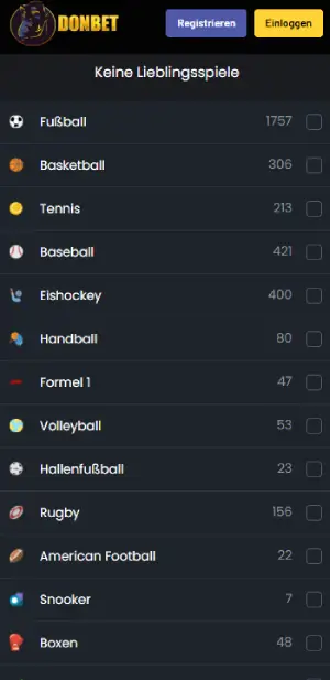 Donbet Sportwetten-Bereich
