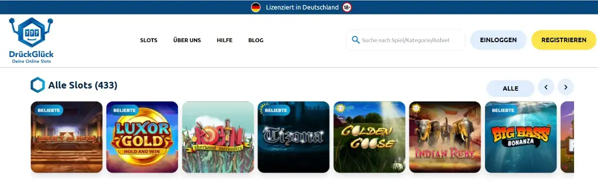 Drueck Glueck Spiele-Portfolio