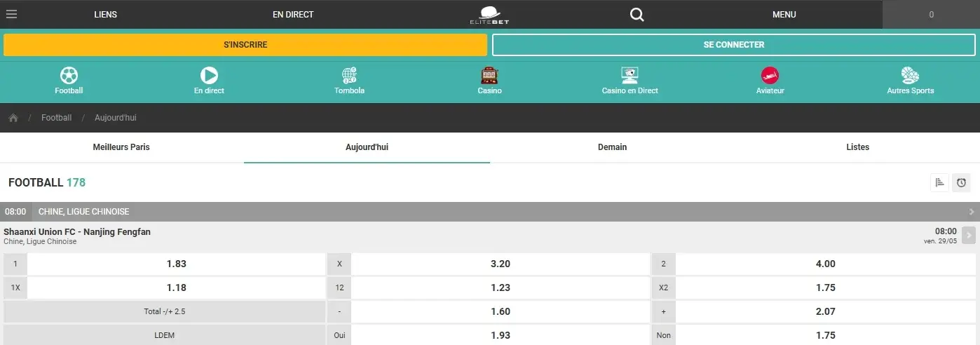 page d'accueil du sport elitebet