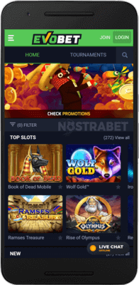 evobet android app homepage