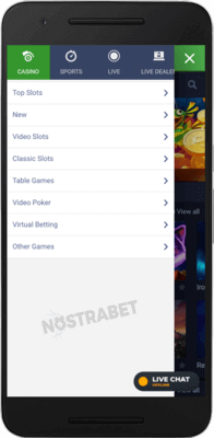 evobet android app menu
