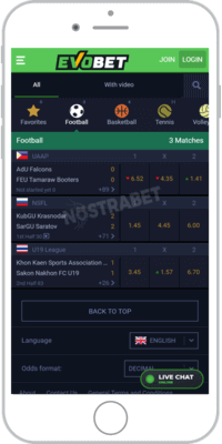 evobet ios app live football betting