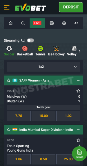Evobet mobile live betting