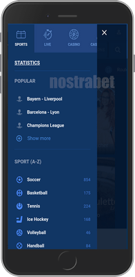 FAVBET mobile menu for iPhone