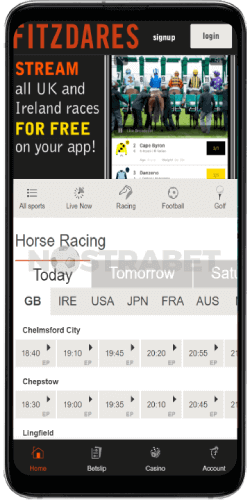 fitzdares android app homepage