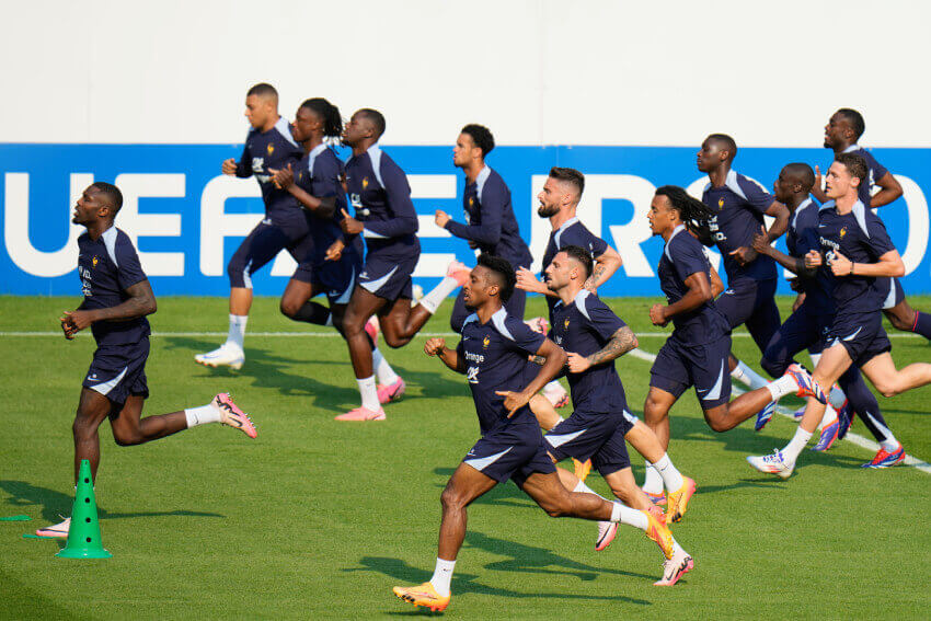 France players at the training ground