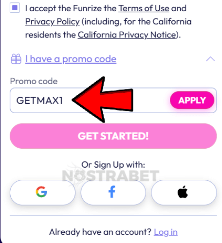 funrize bonus code enter