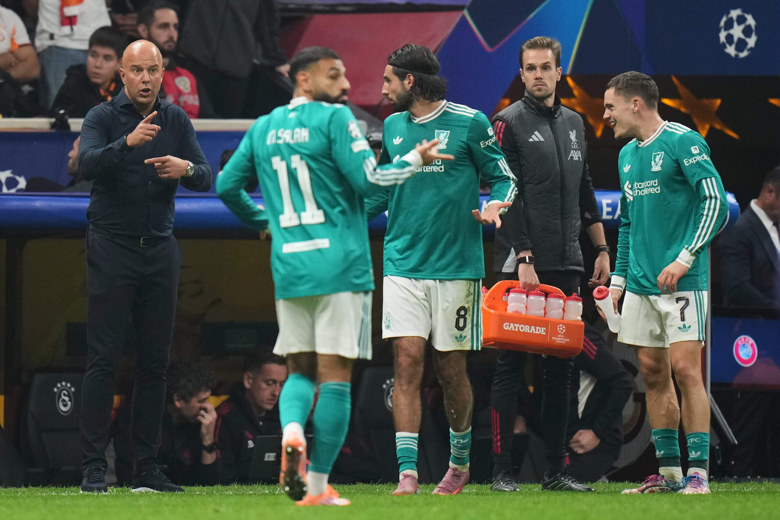 Арне Слот, Доминик Собослай, Флориан Виртц и Мохамед Салах