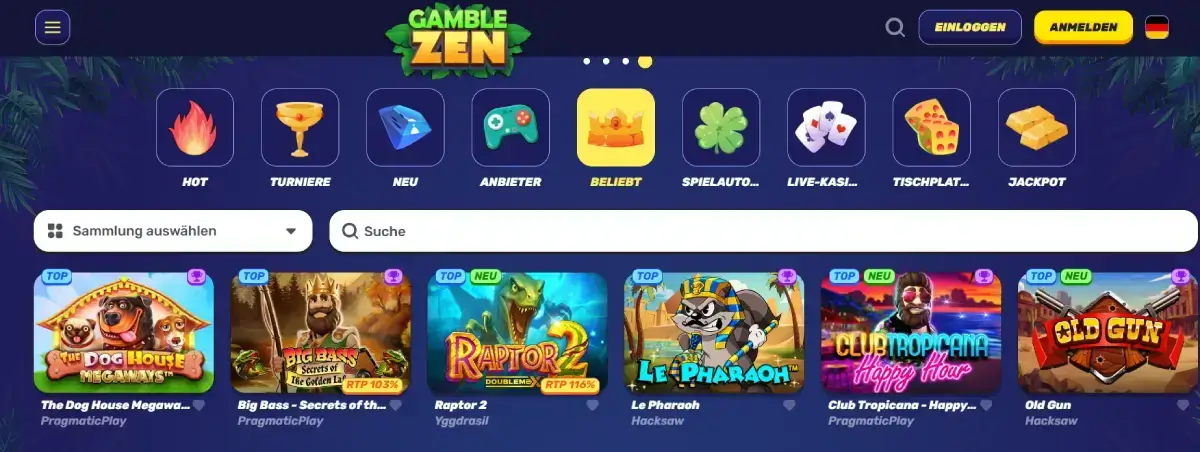 GambleZen Casino Spiel-Portfolio