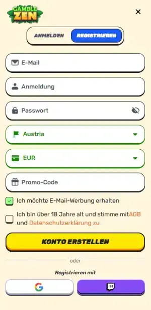 Gamblezen Anmeldeprozess