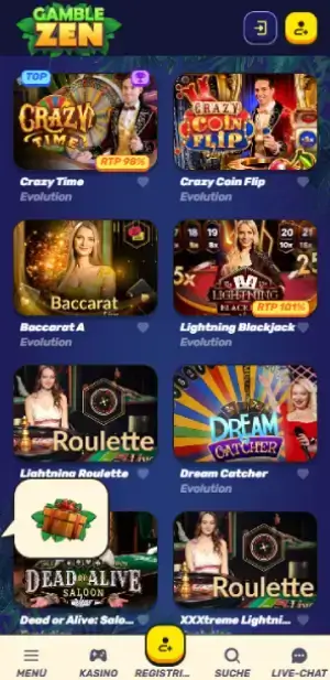 Gamblezen Live Casino Spiele