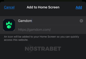 gamdom add to home screen for iOS