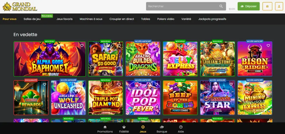 Grand Mondial jeux de casino