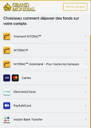 Grand Mondial dépôt mobile