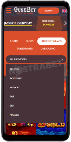 Search Toon in Gunsbet Android App
