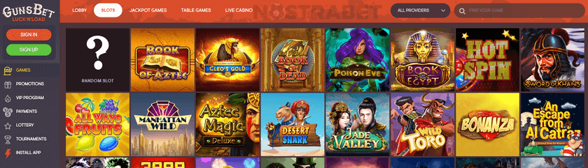 gunsbet casino slot games